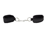 Ouch Velcro Cuffs for Hands or Ankles Black with soft furry material and adjustable Velcro.