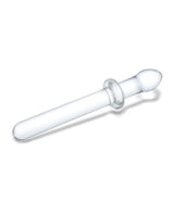Glas 9.25 Inch Classic Smooth Dual-Ended Dildo Clear on a white background.