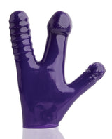 Oxballs Claw Fisting Dildo Glove Eggplant in vibrant purple color, designed for ultimate pleasure and exploration.