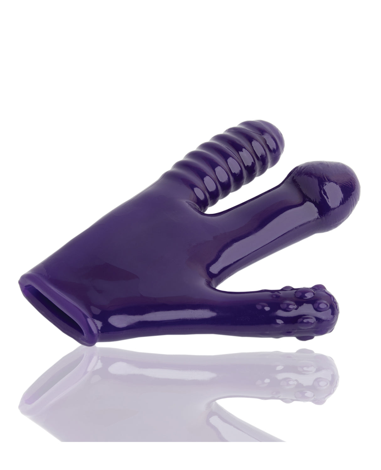 Oxballs Claw Fisting Dildo Glove Eggplant in a vibrant purple color, designed for ultimate exploration and pleasure.