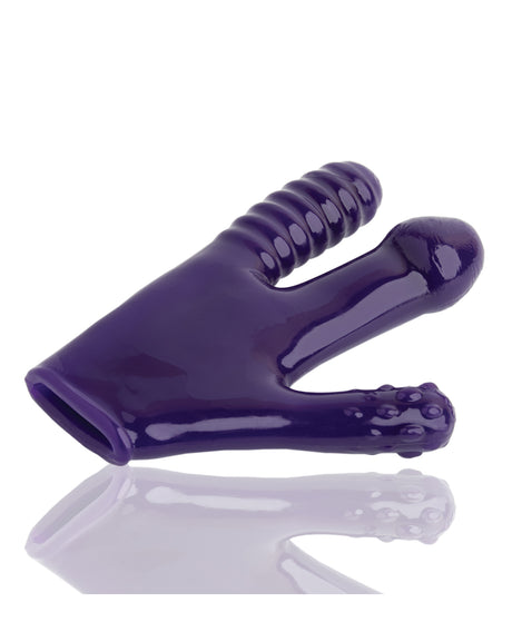 Oxballs Claw Fisting Dildo Glove Eggplant in a vibrant purple color, designed for ultimate exploration and pleasure.