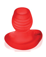 Oxballs Glowhole 2 Hollow LED Buttplug Large Red Morph, featuring a frosty clear interior and ergonomic shape.