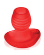 Oxballs Glowhole 2 Hollow LED Buttplug Large Red Morph, featuring a frosty clear interior and ergonomic shape.