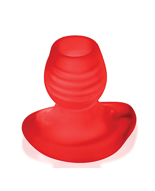 Oxballs Glowhole 1 Hollow Buttplug LED Small Red showcasing a soft, grippy silicone design with a glowing LED.