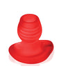 Oxballs Glowhole 1 Hollow Buttplug LED Small Red showcasing a soft, grippy silicone design with a glowing LED.