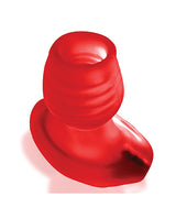Oxballs Glowhole 1 Hollow Buttplug LED Small Red, a soft, grippy red silicone hollow plug with LED interior lighting.