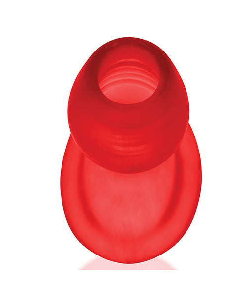 Oxballs Glowhole 1 Hollow Buttplug LED Small Red displayed from the top view, showcasing its design and glowing effect.