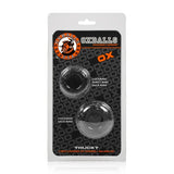 Trucked 2 pc Cockring Set Night - two size cockrings on packaging from Oxballs for versatile use.