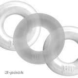 Hunkyjunk HUJ3 Silicone C-Ring 3 Pack White Ice & Clear featuring three silicone rings in clear and white ice.