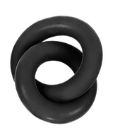 Hunky Junk Duo Linked Cock & Ball Rings Tar, a chain-link style set of interlocked rings for a snug fit.