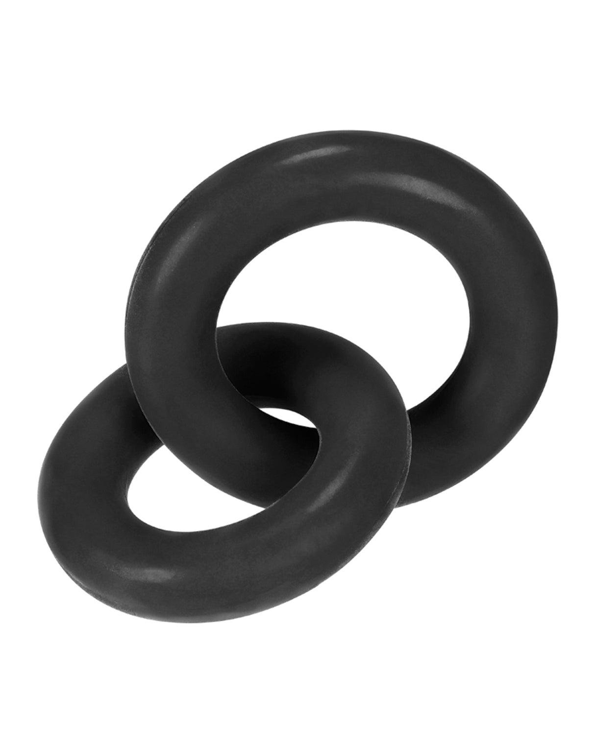Hunky Junk Duo Linked Cock & Ball Rings Tar in black chain-link style for enhanced support and confidence.