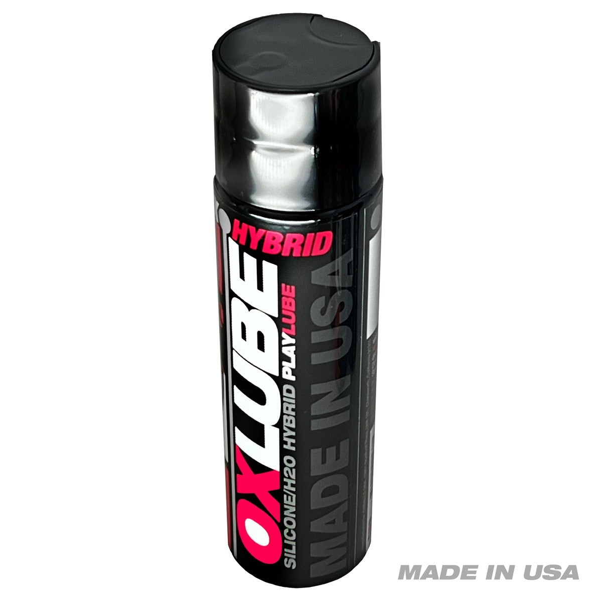 Oxballs Hybrid Lube Water Silicone Blend 8.5 Oz bottle with sleek, modern design, labeled hybrid play lube.