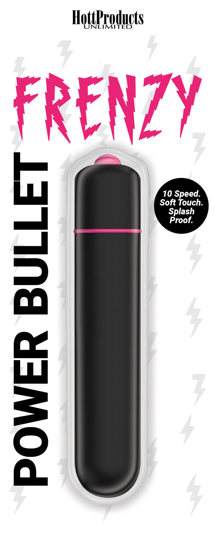 Hott Products Frenzy 10 Speed Bullet Vibrator Black with sleek design and soft touch coating for ultimate stimulation.