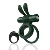 Screaming O Remote Controlled Ohare Vibrating Ring Green, featuring a wireless design with flexible ears for stimulation.