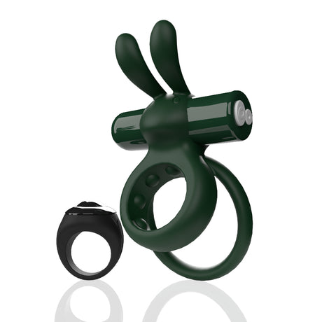 Screaming O Remote Controlled Ohare Vibrating Ring Green, featuring a wireless design with flexible ears for stimulation.