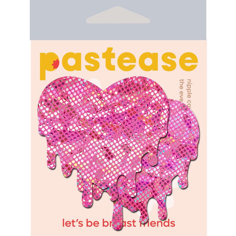 Pastease Pink Melty Heart Disco Ball Nipple Pasties in playful heart shape with glittery finish.