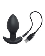 Playboy Pleasure Plug & Play Butt Plug Navy with USB charging cable for easy use and pleasure.