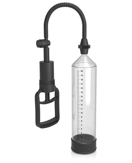 Classix Large Penis Enlargement Pump Clear design with measuring tube and handle for enhanced size and confidence.
