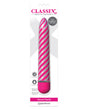 Classix Sweet Swirl Vibrator Pink in sleek design with metallic spiraling finish and packaging details.