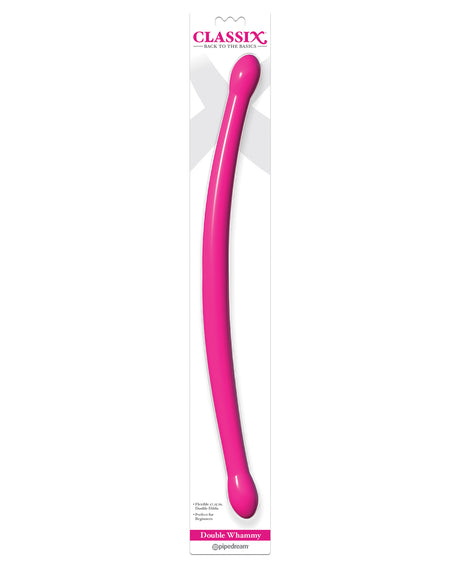 Classix 17.25 Inch Double Whammy Double Dong Pink, a flexible double-ended dildo for versatile pleasure.