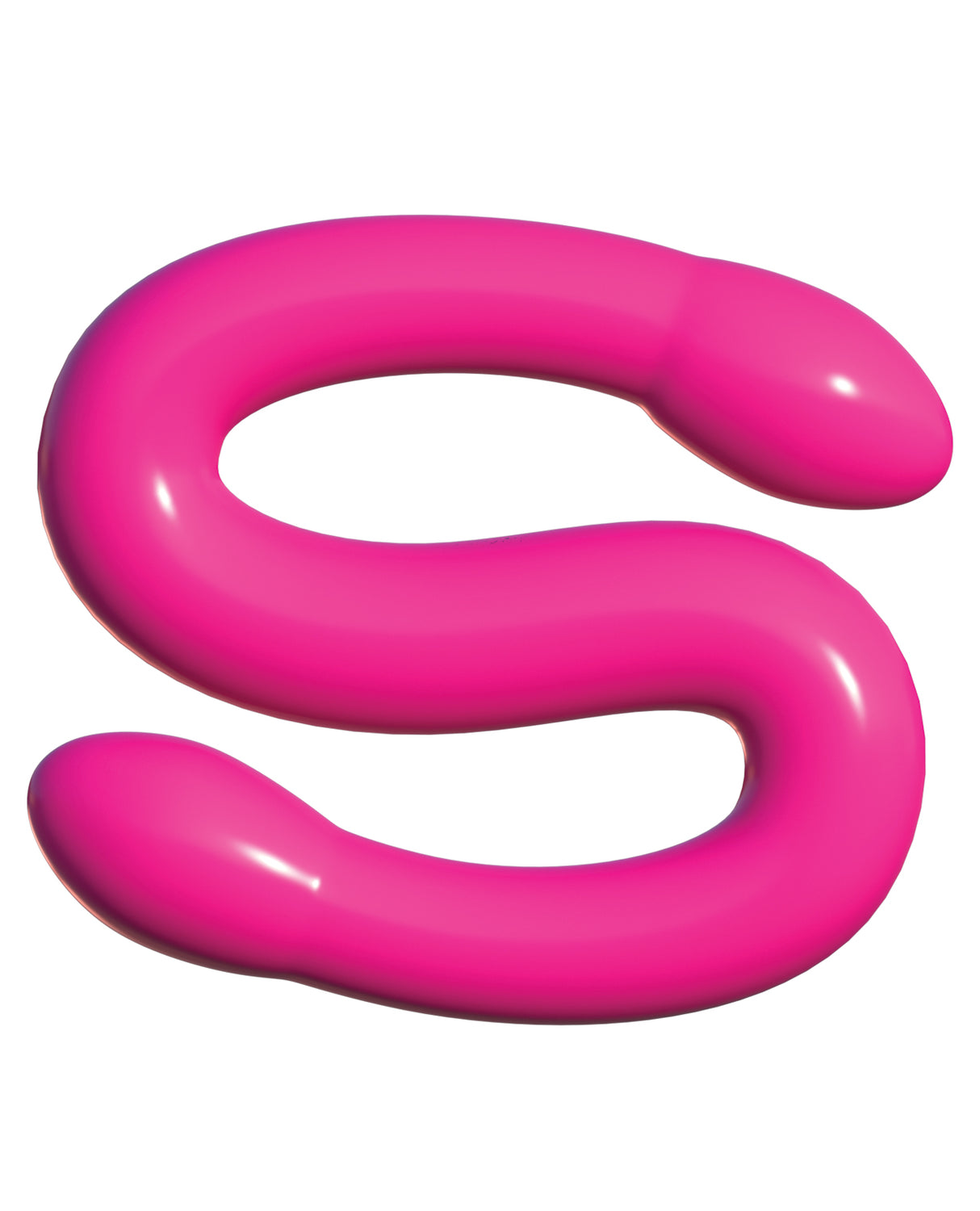 Classix 17.25 Inch Double Whammy Double Dong Pink displayed in an S-shape, highlighting its flexible design for shared pleasure.