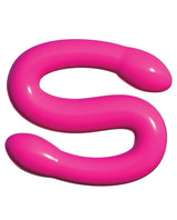 Classix 17.25 Inch Double Whammy Double Dong Pink displayed in an S-shape, highlighting its flexible design for shared pleasure.