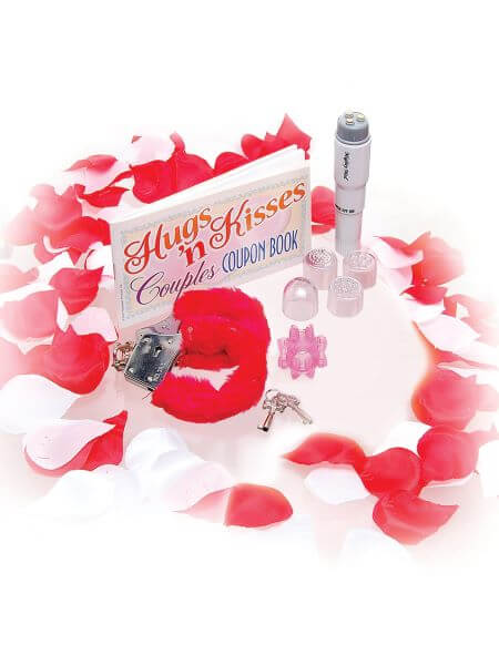 Pipedream Sex Therapy Kit For Lovers including a coupon book, rose petals, and fun couple's accessories.