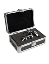 Pipedream Metal Worx Steel Cock Cage showcased in an elegant black case with protective foam interior.