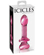 Icicles No 82 Hand Blown Glass Butt Plug Ribbed Pink packaging front view showing elegant design and details.