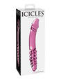 Icicles No 57 Double Glass Dong 9 Inch Pink elegant packaging display with hand-blown glass massager.