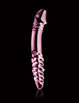 Icicles No 57 Double Glass Dong 9 Inch Pink luxury hand-blown glass massager for versatile pleasure.