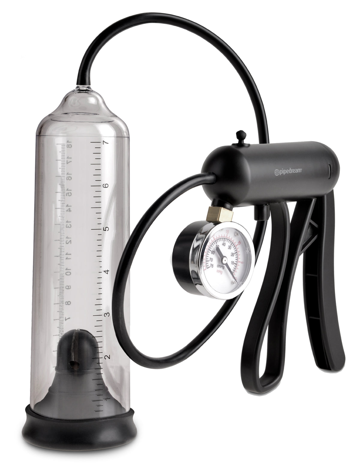 Pump Worx Pro-Gauge Power Penis Pump Clear Black is a professional-grade trigger-style penis pump.