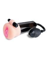 Pump Worx Travel Trio 9 Piece Penis Pump Set with realistic stroker and pump handle for enhanced pleasure.