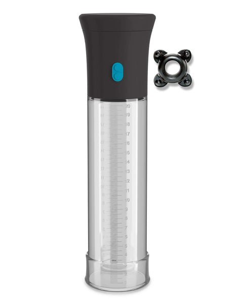 Pump Worx Deluxe Auto Vac Penis Pump with clear chamber and control button for adjustable suction.