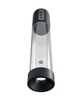 Pump Worx Auto Flow Rechargeable Penis Pump showcasing its sleek design and control buttons for convenient use.