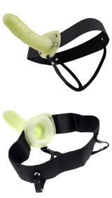Fetish Fantasy Strap On For Him Or Her Glow In The Dark, beginner-friendly hollow strap-on for couples.