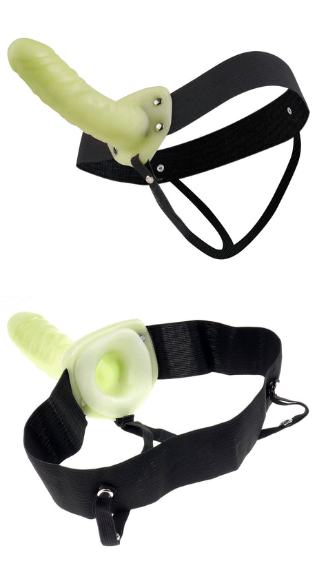 Fetish Fantasy Strap On For Him Or Her Glow In The Dark, beginner-friendly hollow strap-on for couples.