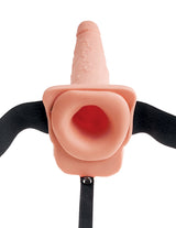 Fetish Fantasy 7.5 Inch Hollow Squirting Strap-On showcasing lifelike detail and harness design for enhanced play.