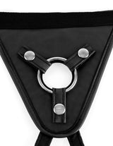 Fetish Fantasy Perfect Fit Adjustable Harness Black with secure metal ring and adjustable straps.