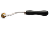 Fetish Fantasy Deluxe Wartenberg Wheel Black and Silver tool with a pinwheel design for teasing and sensation play.