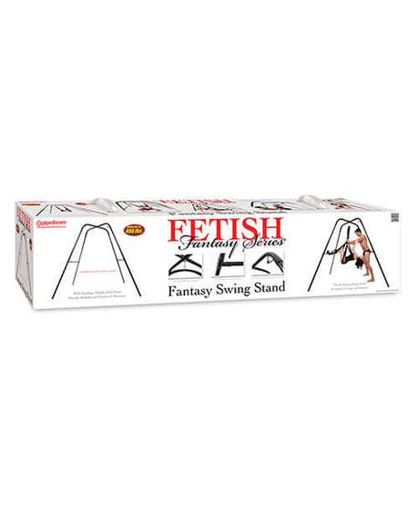 Fetish Fantasy Series Swing Stand Black product packaging showcasing a bondage swing stand for creative play.