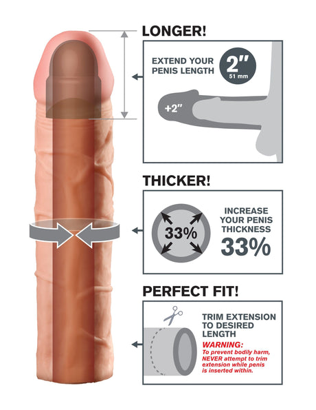 Fantasy X-Tensions Perfect Extension 2 inch Flesh image showing length and thickness enhancement features.