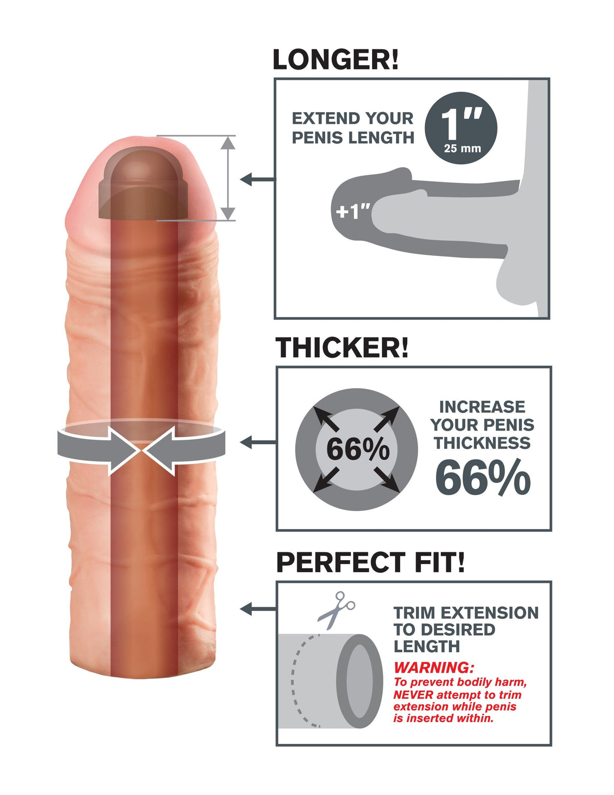 Fantasy X-Tensions Mega 1 Inch Penis Extension Flesh - Image 3