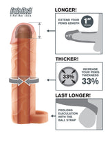 Fantasy X-Tensions Perfect 1 inch Extension Ball Strap Beige features longer, thicker design for enhanced performance.