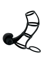 Fantasy X-Tensions Deluxe Silicone Power Cage Black for enhanced erections and shared pleasure.