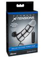 Fantasy X-Tensions Deluxe Silicone Power Cage Black packaging with vibrating waterproof bullet.