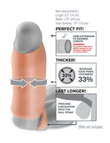 Fantasy X-Tensions Real Feel Enhancer 5.5 Inch Vanilla detailed illustration with measurements and usage instructions.