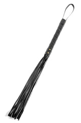 Fetish Fantasy Limited Edition Cat O Nine Tails whip features supple leather strands and gold studs for impact play.