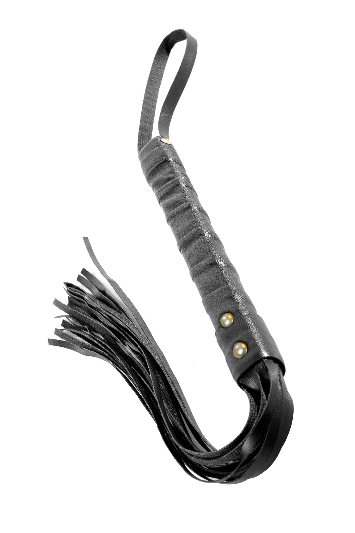 Fetish Fantasy Limited Edition Cat O Nine Tails with leather strands and metal studs for impact play.