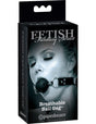 Fetish Fantasy Limited Edition Breathable Ball Gag packaging featuring a model wearing the gag.